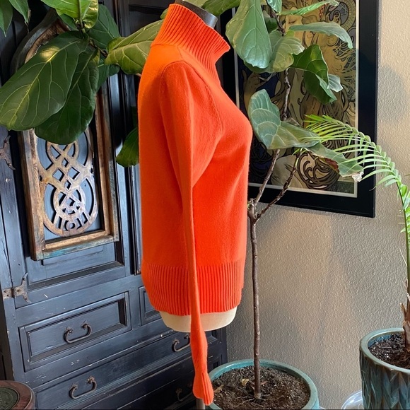 Anthropologie Tisbury Orange Mock Neck Arm Snaps Fitted Wool Sweater - Picture 8 of 13